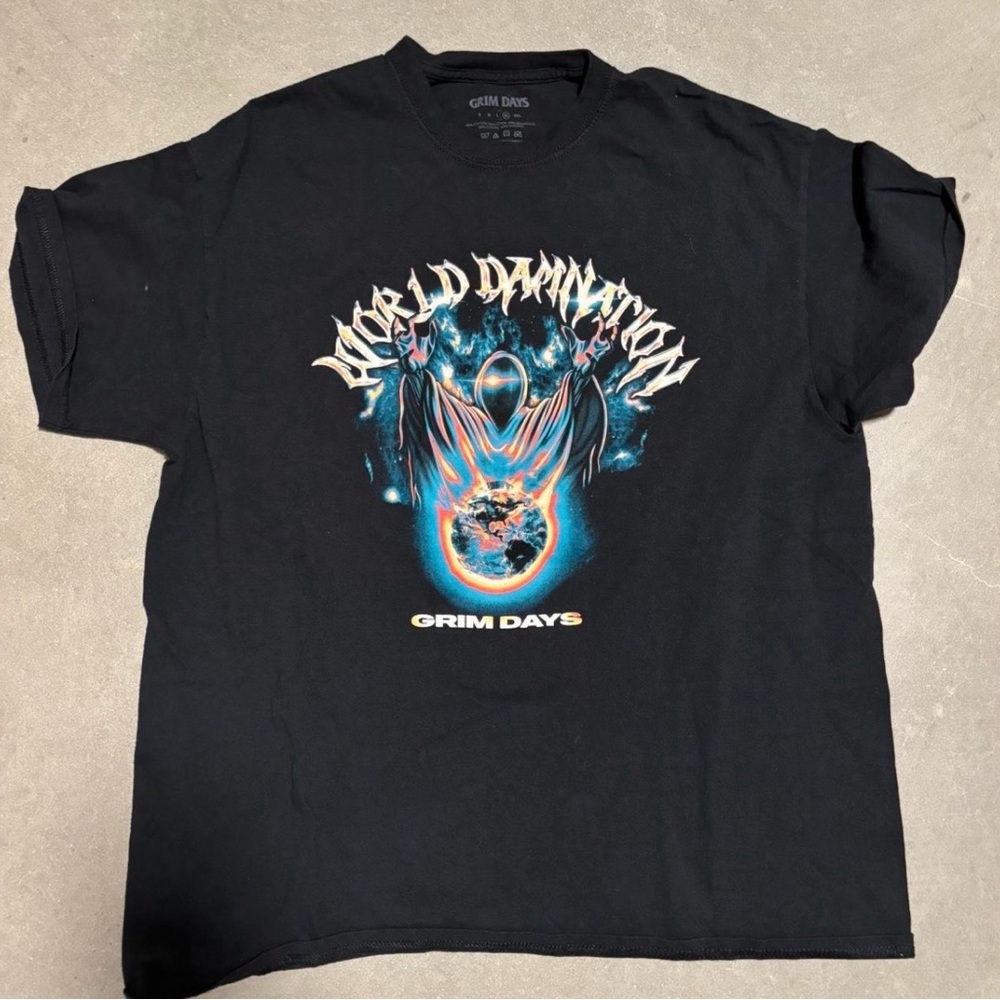 Grim Days Black Graphic World Dominion Band Graphic Shirt